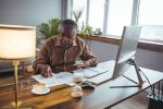 Upset senior man worried about finance safety
